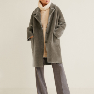 Lapels faux fur coat