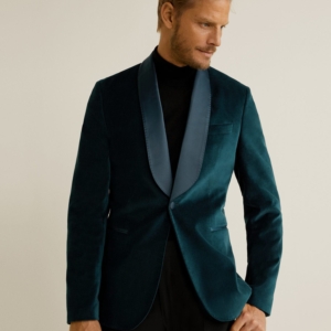 Slim-fit velvet suit blazer